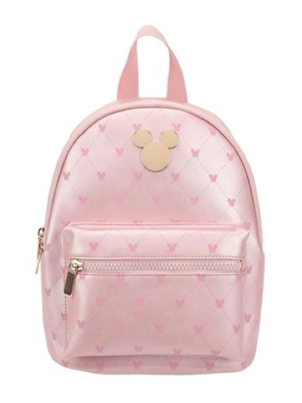 Disney Bioworld Pink Mickey Mouse Print with Gold Metal Badge Mini Backpack